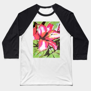 stylized abstract red Lily flower Baseball T-Shirt